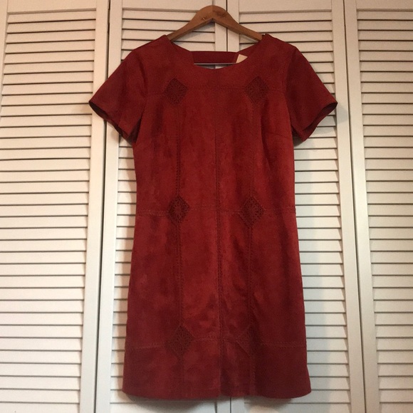 Faux Suede Burnt Orange Dress by Skies Are Blue - Picture 2 of 11